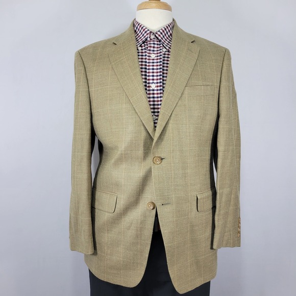 Lauren Ralph Lauren Men's Sport Coat Blazer Two Button Beige Silk Linen Wool 40S - Picture 1 of 12